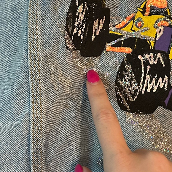 HANDPAINTED JOAN STUDWELL JACKET - Indy 500 - 1996 Vintage Denim Jacket - Picture 5 of 8